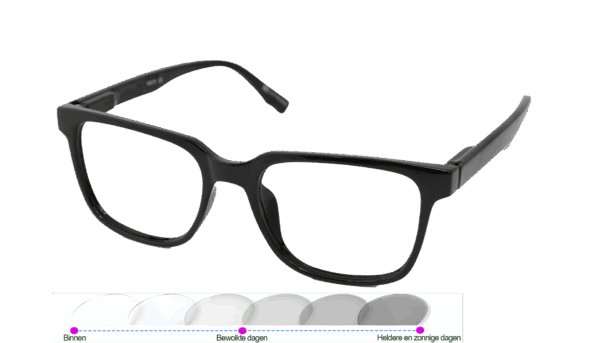 Leesbril Vista Bonita Cubo Photochromic-Black Vibe-+1.00