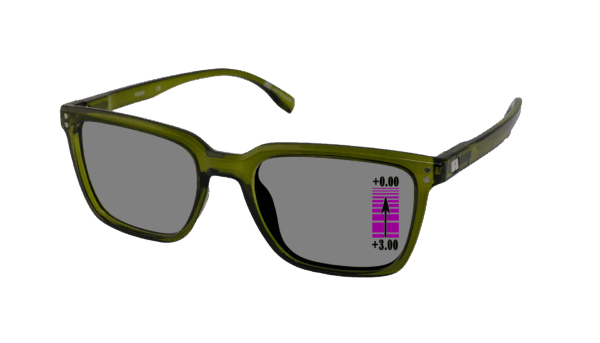 Zonneleesbril Vista Bonita Cubo XL Progressief-Army Green-+3.00